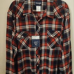 Wrangler Men's Flannel Plaid  Shirt 3X/3XTall