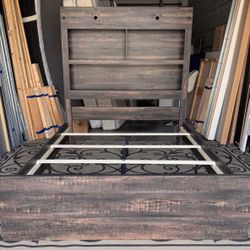 Full Size Rustic Bed Frame and Nightstand