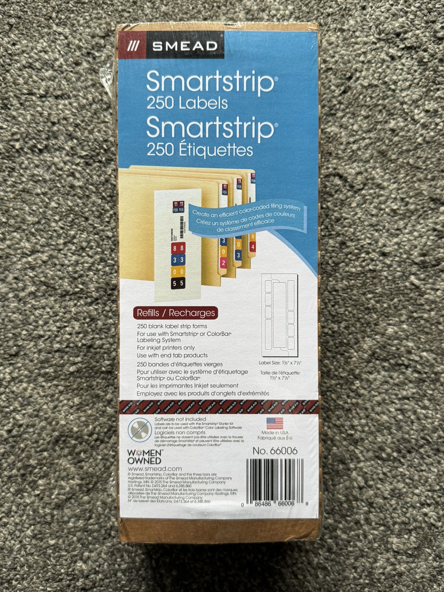 Smead SmartStrip Printable Labels (250 Count), Open Box