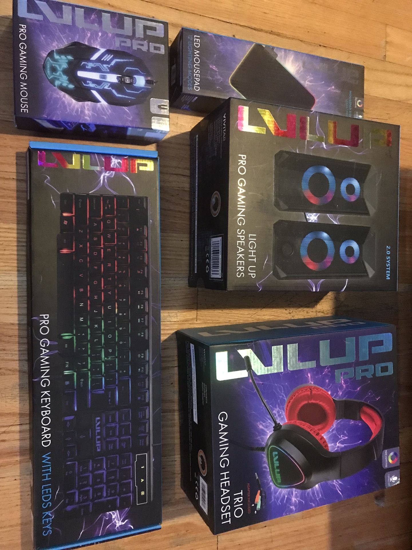 Gaming Bundle Lvl Up Pro Mousepad,gaming Mouse,Gaming Key Board,Gaming Headset Light Up Speakers