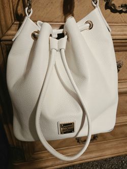 Dooney & Bourke Lucca Pebble Leather Drawstring Shoulder Bucket Bag. MSRP- $348.