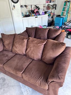 Brown Microfiber 3-Seat Sofa and Loveseat