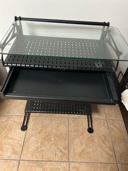 Black Metal and Glass Computer Desk