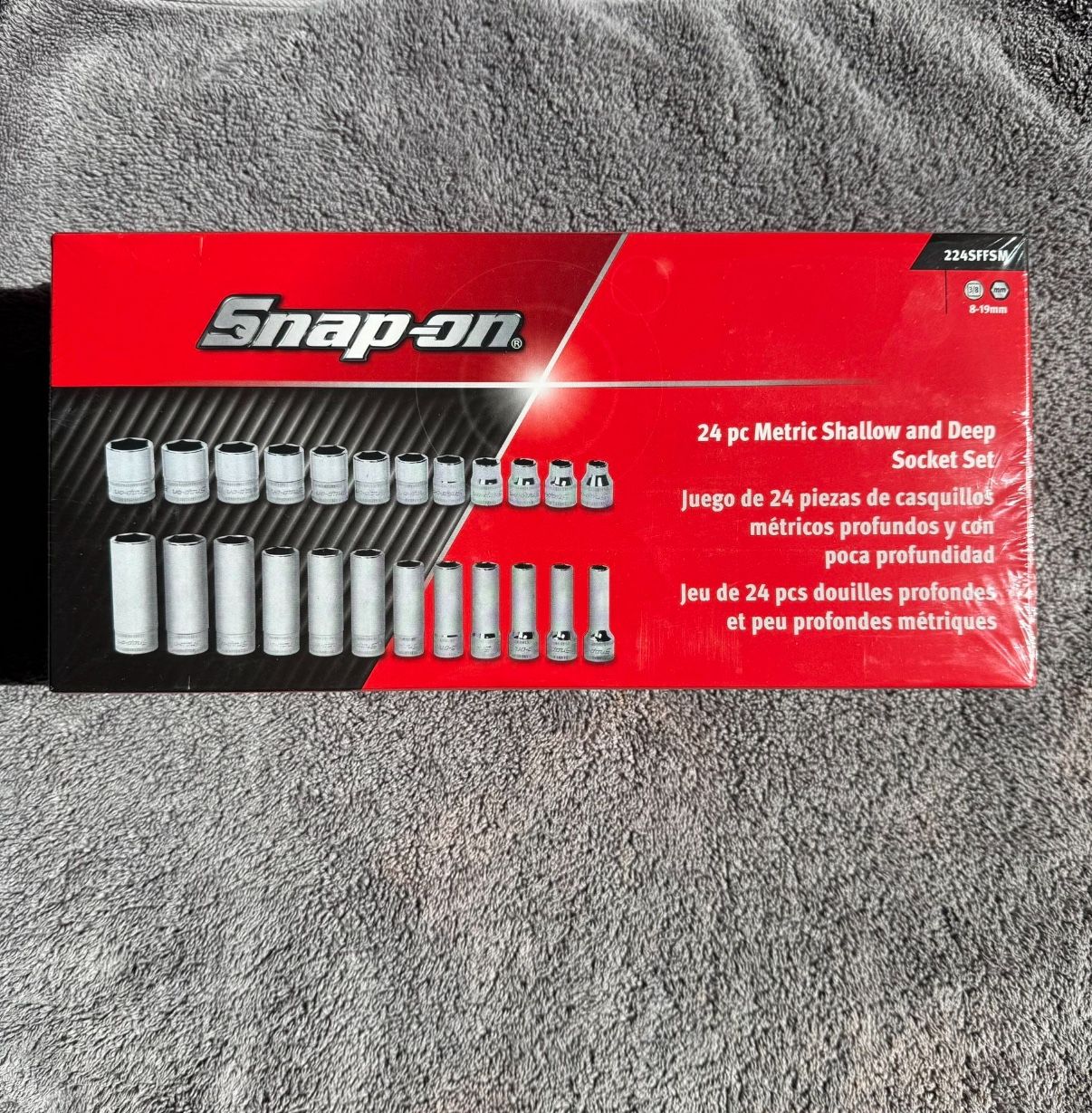 Snap-On 3/8 Chrome Shallow & Deep Metric Sockets 8-19 (224SFFSM) Chrome BRAND NEW!!
