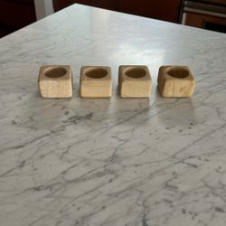 Set of 4  Stone Tealight Holders
