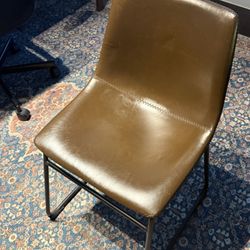 Duke Espresso Faux Leather and Black Metal Side Dining Chair 