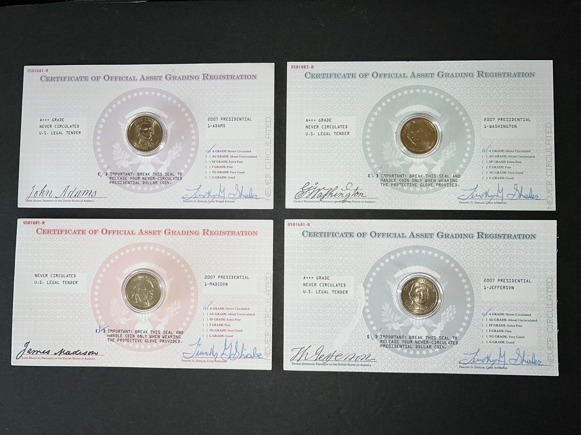 10 Presidential Dollar Gold Coins Certified