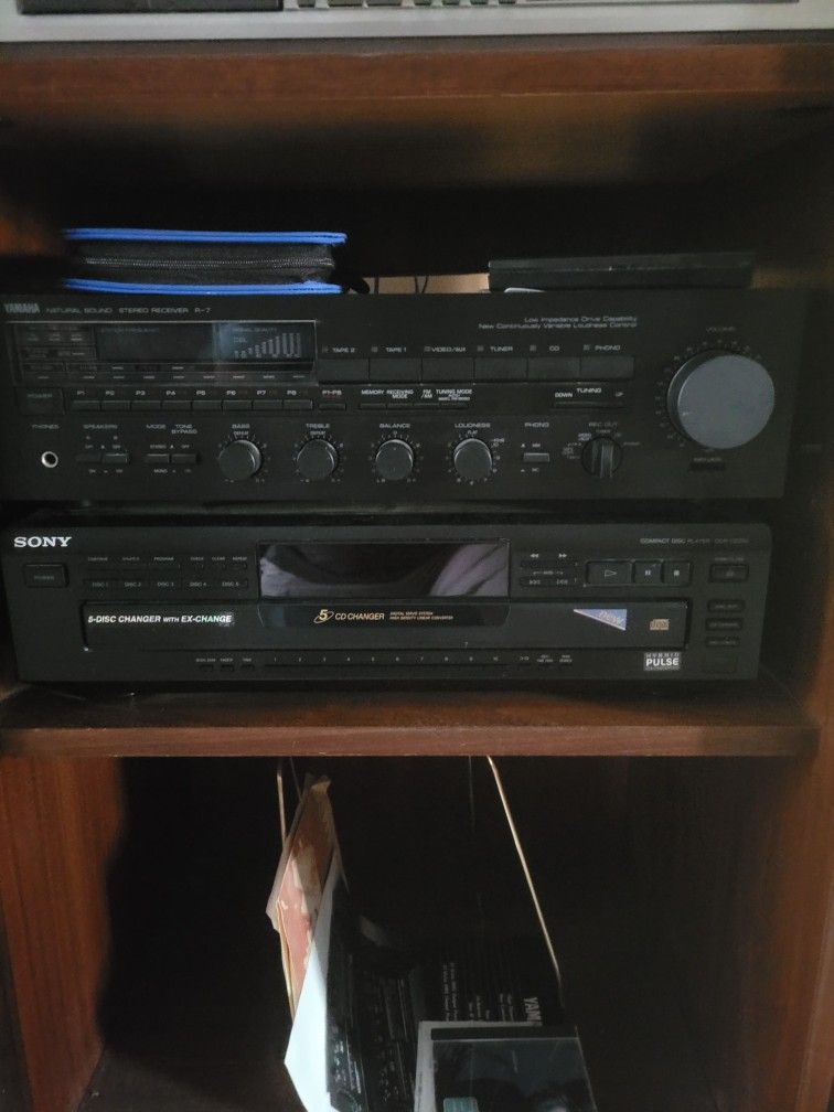 Stereo Cabinet, Receiver and CD Player