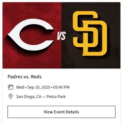 ⚾ Padres Game Tickets – Reds @ Petco Park – Sept 10