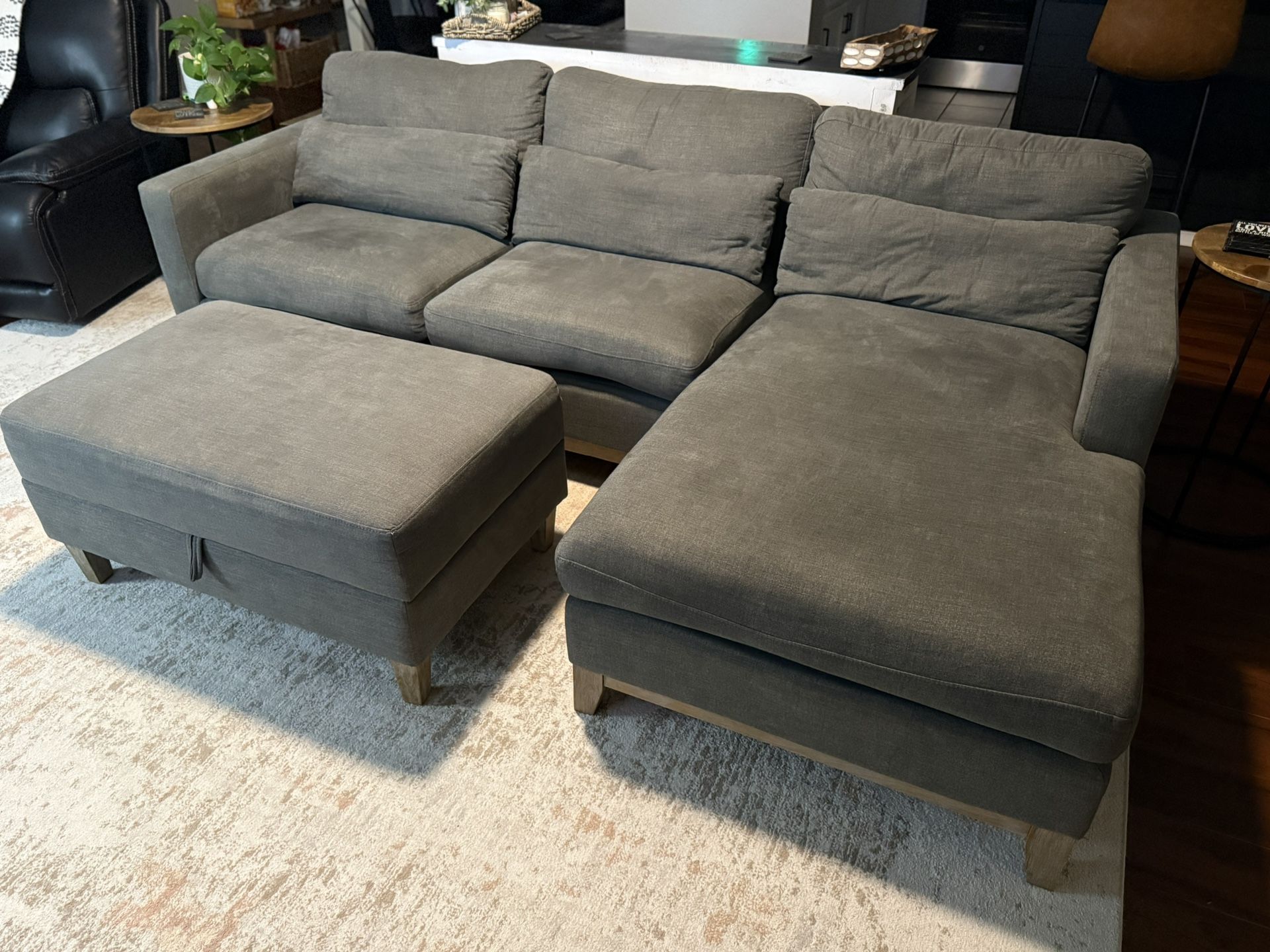 Gray Couch With Ottoman