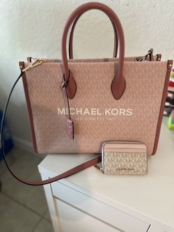 Michael Kors pink tote bag + wallet