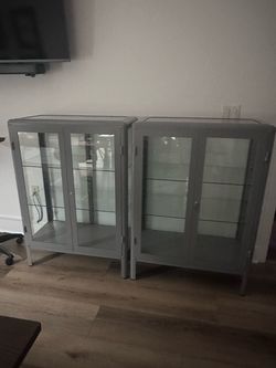 IKEA FABRIKÖR Glass Display Cabinets (Wide) — Gray — Set of 2 or Separate