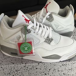 White Oreo Jordan 4s 