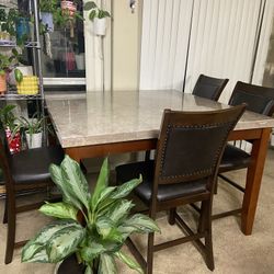 Marble dining table with 4 chairs