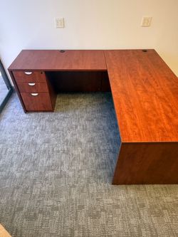 Office Desk with return = L Shape -Cherry wood