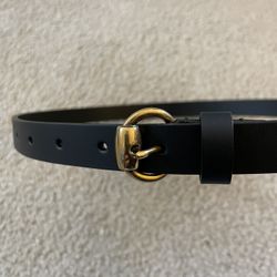 Gucci Womens Belt 307519 Black Leather Gold Buckle Made In Italy 80 / 32