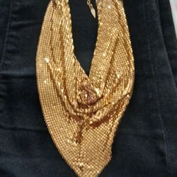 Vintage Whiting & Davis Gold Mesh Necklace 