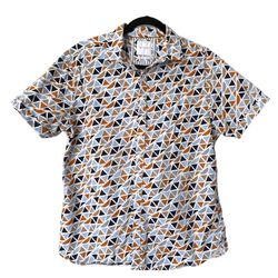 Cactus Man Ricky Singh Men's Geometric Pattern Button-Up Shirt Multicolor Large