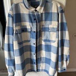 Blue and white H&M flannel shirt 