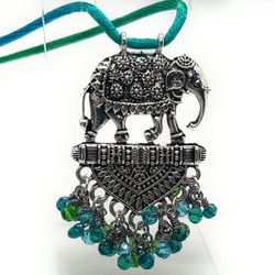 Designer Ethnic Pendant - Handmade With Crystal Glass Beads - Elephant Pendant Jewelry 