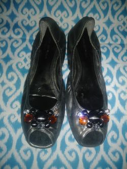 VIA SPIGA Women's leather flats peep toe 8.5