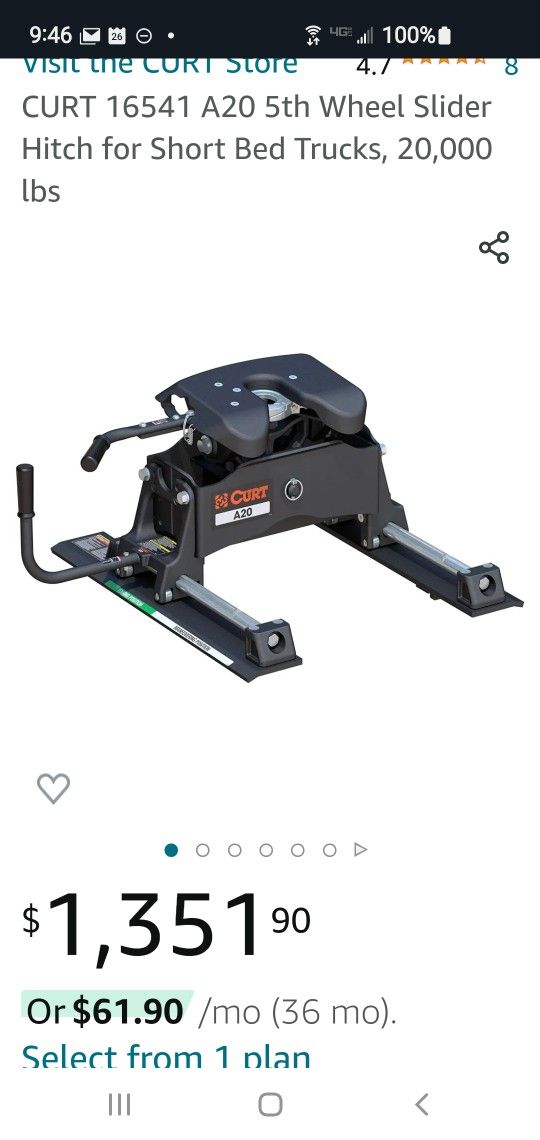 CURT A20 Fifth WHEEL HITCH SLIDER