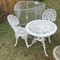 Vintage Iron Chair And Table Set