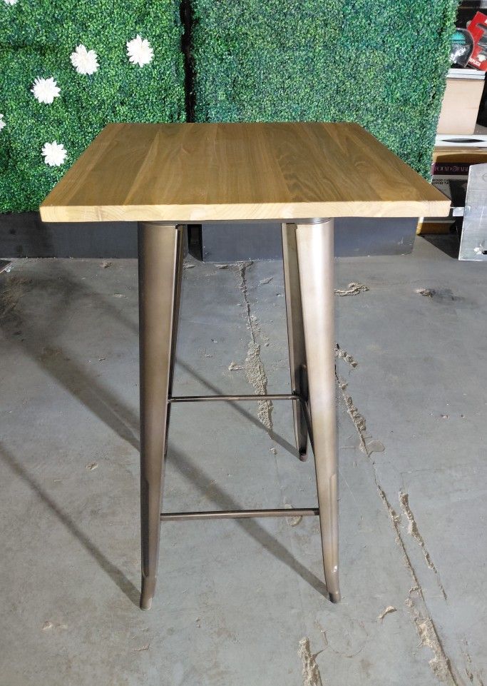 NEW Amalfi Rustic Matte Light Elm Wood Top Bar Tables 42 Inch Tall