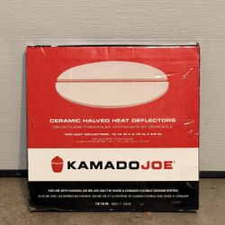 Kamado Joe Indirect Cooking Half-Moon Ceramic Heat Deflector Plates for Big Joe Charcoal Grill and Smokers in White 2-Pack, Model BJ-HDP