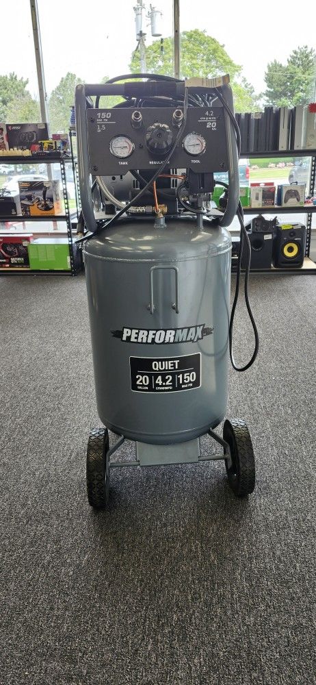 Performax Quiet 20-Gallon 150 PSI Portable Electric Vertical Air Compressor