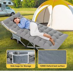Camping Cot, Folding Camping Cots for Adults, Portable Sleeping Cot with Carry Bag, 1200D Double Layer Oxford, Camp Cot Bed for Guest Travel, Hiking, 