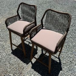 VINGLI Boho-Style Woven Counter Height Stool Set of 2