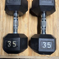 ROGUE FITNESS 35LB Rubber Hex Dumbbells 