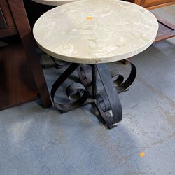 Marble and wrought iron side table tables (in store)