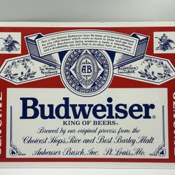 Ande Rooney Budweiser Enamel Porcelain Advertising Sign Official 13.25”x9.5”