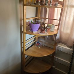 Beige Light Wood Corner Shelf Shelving Unit