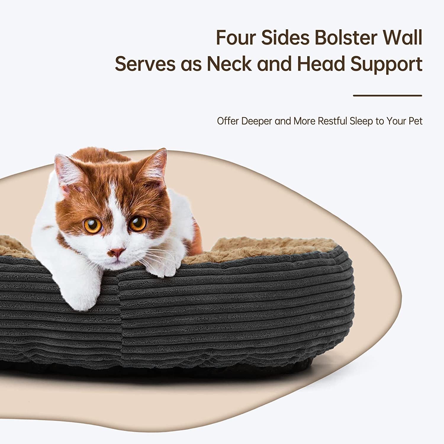 Dog Bed Couch Low Leading Edge Breathable Soft Plush Orthopedic Dog Bed Machine Washable Waterproof Nonskid Pet Bed (M, Grey)