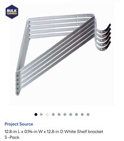 12.8-in L x 0.94-in W x 12.8-in D White Shelf bracket 5 -Pack