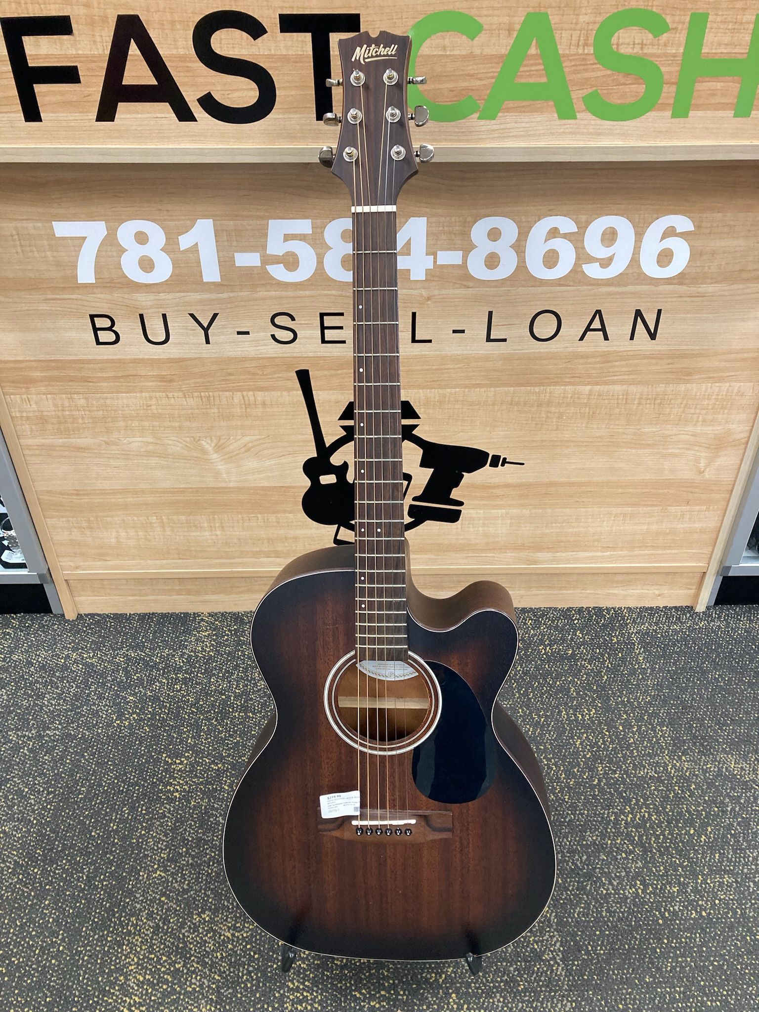Mitchell T333CE-BST Solid Top Mahogany Auditorium Acoustic-Electric Guitar