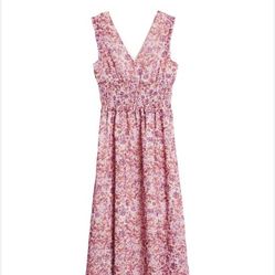 Brand New Woman’s Banana Republic brand Pink Floral Smocked Maxi Dress Up For Sale   