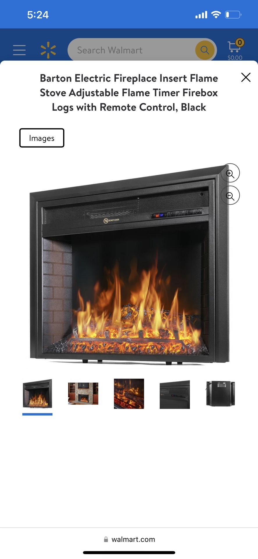 3D 26” X 23” Electric 110V Fireplace Insert Flame Stove Heater Timer W Remote
