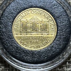 1998 1/10 Th Ounce Gold .999 Coin 200 Schilling Design