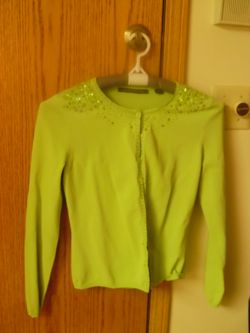 New Michelle Nichole light green floral beaded cardigan small