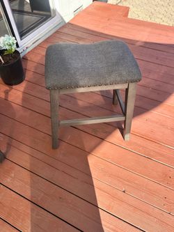 4 Gray Upholstered Bar Stools