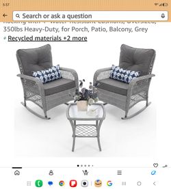 3-Piece Outdoor Wicker Rocking Chair Patio Set