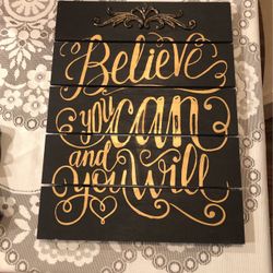 Beautiful Believe Wood Sign 16x13