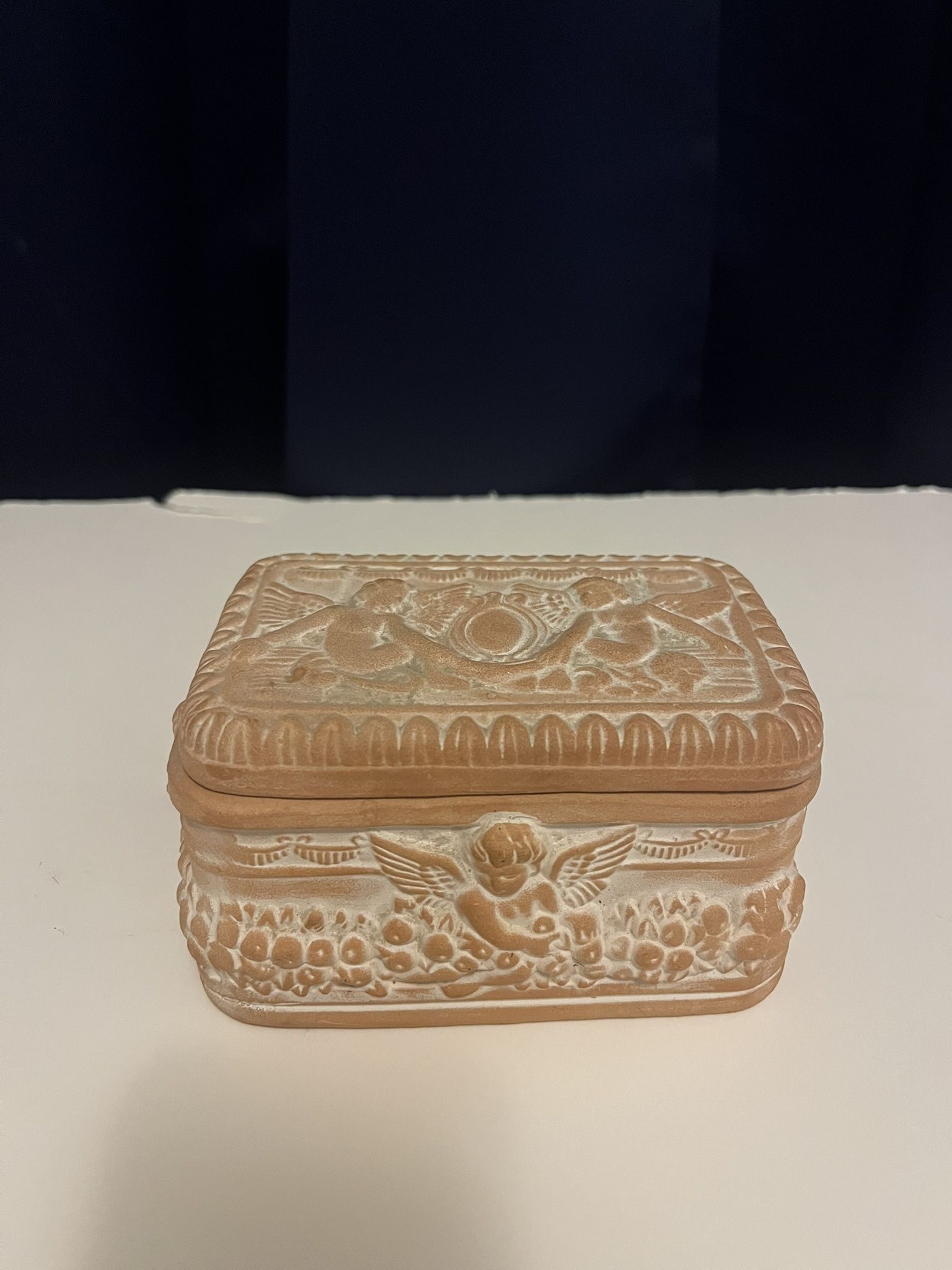 Decorative Clay Jewelry Box with Lid
