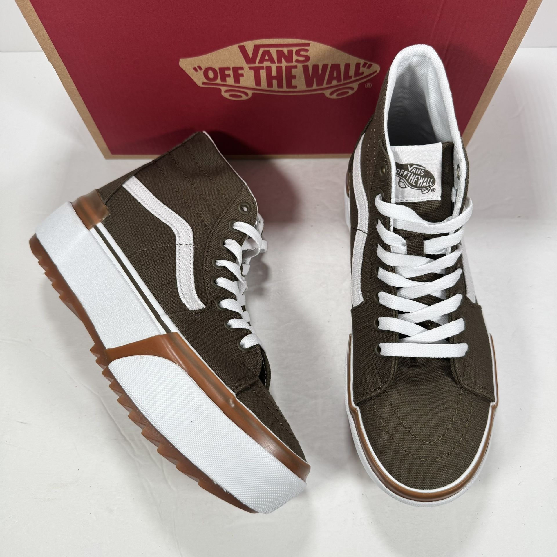 Vans Sk8 Hi Tapered Stacked Platform Canvas Dark Olive Gum