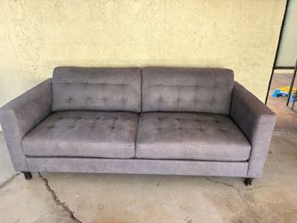 Gray Tufted Fabric Sofa