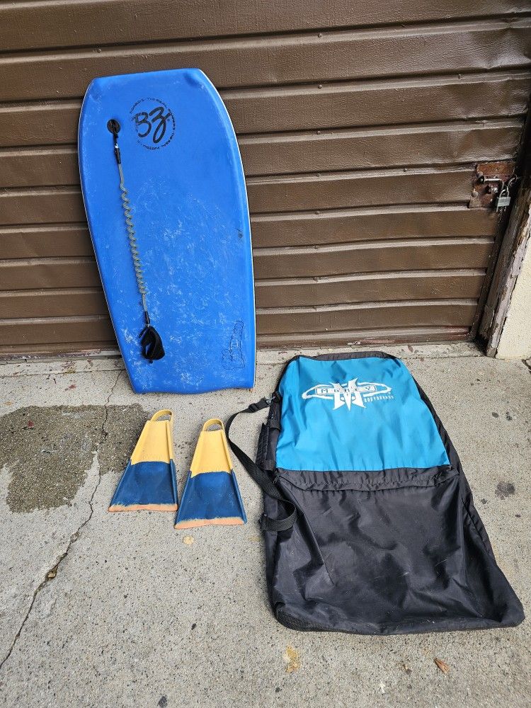 Morley Body Board With Carrying Bag And Finns ! All One Price!